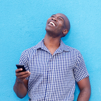 Young man using cellphone