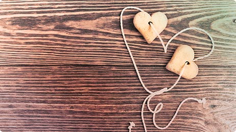 wooden heart charms on a string