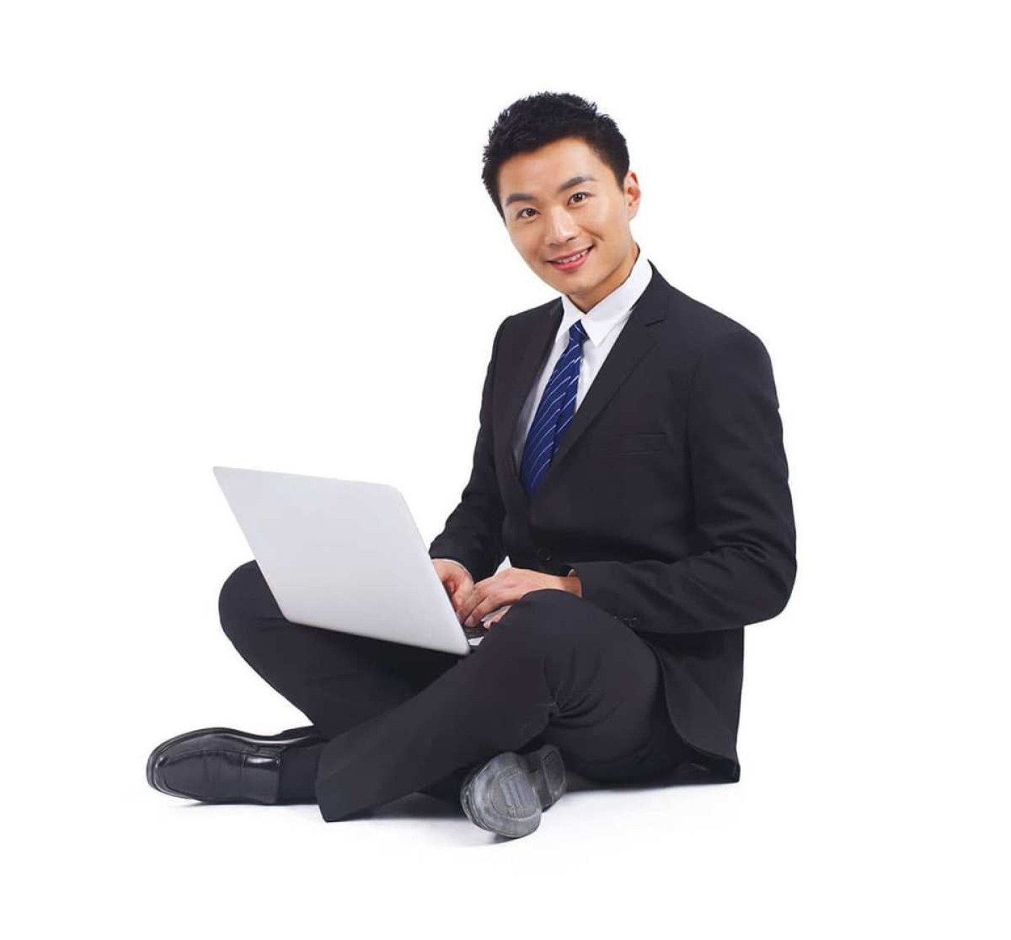 Expert Advice Business Man Sitting with Laptop