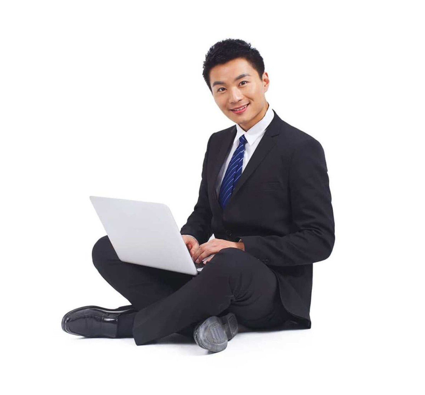 Expert Advice Business Man Sitting with Laptop